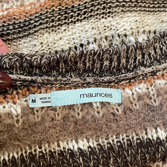 Maurices open front cardigan marled with textured stripes mixed yarns fabrics - Picture 9 of 10